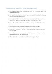 English Worksheet: greetings and cards