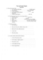 English Worksheet: Test on Present Simple