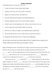 English Worksheet: Comparatives and superlatives