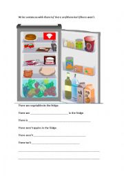 English Worksheet: There is/are... in the fridge