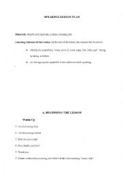 English Worksheet: Speaking Lesson Plan
