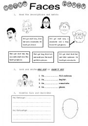 English Worksheet: Describing faces
