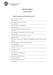 English Worksheet: Reported Speech