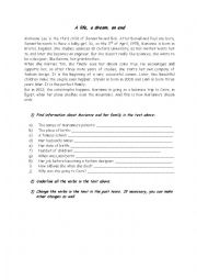 English Worksheet: Life changes - Reading comprehension