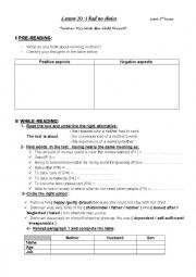 English Worksheet: Lesson 20 - I Had No Choice - 2nd form