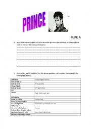 English Worksheet: Prince pairwork
