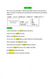 English Worksheet: may-might