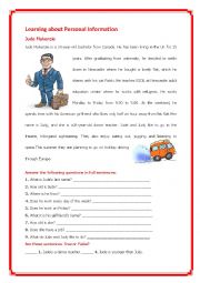 English Worksheet: Who is Jude Makenzie?