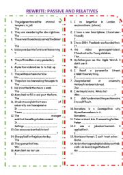 English Worksheet: REWRITE: PASSIVES AND CONDITIONALS