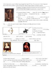 English Worksheet: Henry VIII    past simple