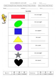 English Worksheet: Shapes - Yes/No questions