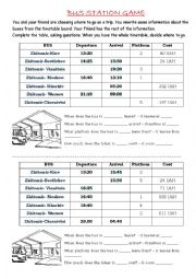 English Worksheet: Bus station game (timetable board)