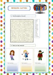 English Worksheet: CLOTHES - REVISION