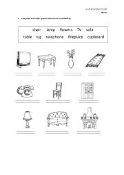 English Worksheet: living room stuff