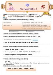 English Worksheet: Mid-term Test 3 9th form
