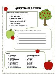 English Worksheet: Elementary questions review 3