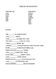 English Worksheet: Gerund or infinitives (beginners)