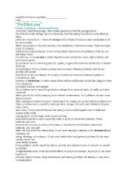 English Worksheet: pollution