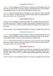 English Worksheet: complaining role play