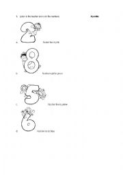 English Worksheet: NUMBERS AND COLORS