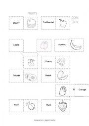 English Worksheet: fruits domino game