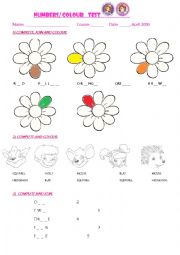 English Worksheet: Numbers and colours