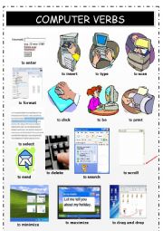 English Worksheet: computer verbs