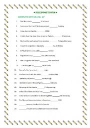 English Worksheet: PREPOSITONS 