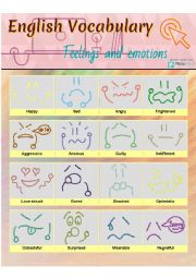 English Worksheet: Vocabulary - Feelings and emotions