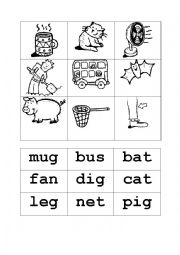 English Worksheet: Matching CVC words and pictures