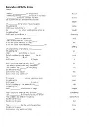 English Worksheet: Song - Somewhere only we know - Keane