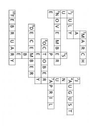 English Worksheet: Months crossword