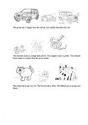 English Worksheet: Comparatives and superlatives. Colouring page