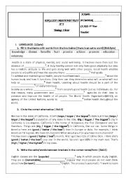 English Worksheet: mid-term 3 test 1st form Tunisia