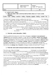 English Worksheet: mid-term3 test 2nd form Arts