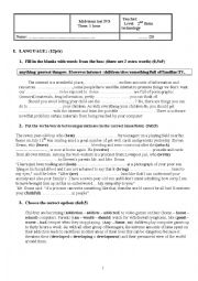 English Worksheet: Mid term3 test 2nd form