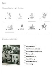 English Worksheet: Everyday actions and present continuous