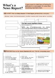 English Worksheet: How to write a news report (part 1)