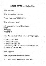 English Worksheet: Stick Man Question time
