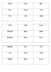 English Worksheet: bingo cards