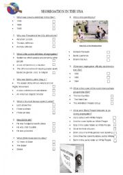 English Worksheet: Segregation in the USA QUIZ