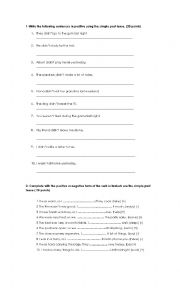 English Worksheet: SIMPLE PAST TEST