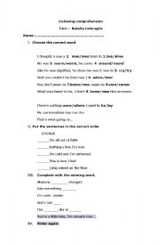 English Worksheet: Listening to a song 