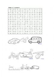 English Worksheet: Means of transport