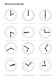 English Worksheet: Writing the time practice