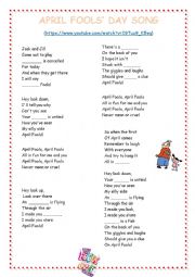 English Worksheet: APRIL FOOLS DAY SONG