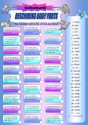 English Worksheet: Describing body parts