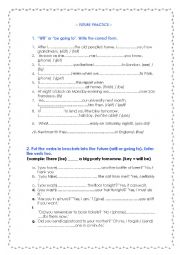 English Worksheet: WILL / BE GOING TO