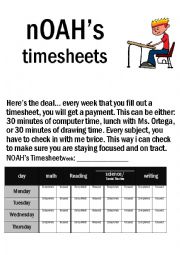English Worksheet: behavior Timesheet