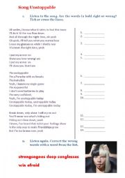 English Worksheet: Sia Unstoppable